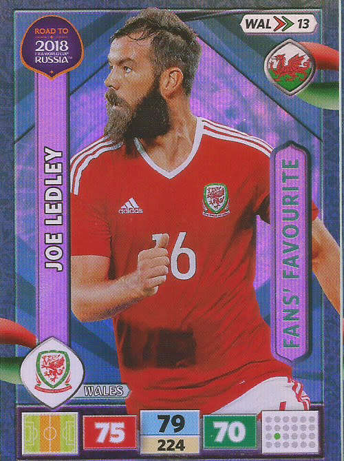 JOE LEDLEY - PANINI `Road to WORLD CUP 2018` - `FANS FAVOURITE`  FOIL TRADING CARD