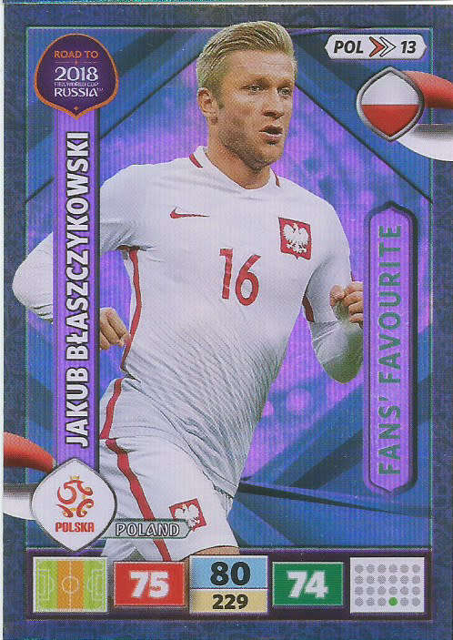 JAKUB BLASZCZYKOWSKI - PANINI `Road to WORLD CUP 2018` - `FANS FAVOURITE`  FOIL TRADING CARD