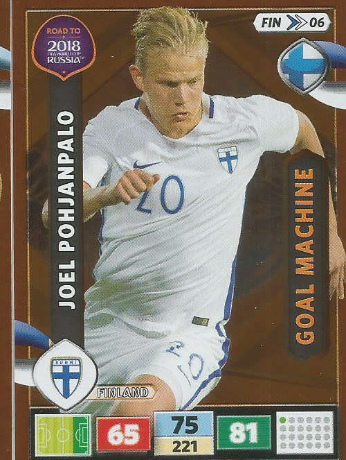 JOEL POHJANPALO - PANINI `Road to WORLD CUP 2018` - `GOAL MACHINE`  FOIL TRADING CARD