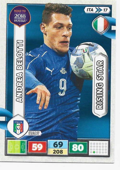 ANDREA BELOTTI - PANINI `Road to WORLD CUP 2018` - `RISING STAR` TRADING CARD