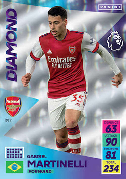 G. MARTINELLI - PANINI Adrenalyn EPL 2021/2022 - PLATINUM FOIL `DIAMOND` TRADING CARD 397