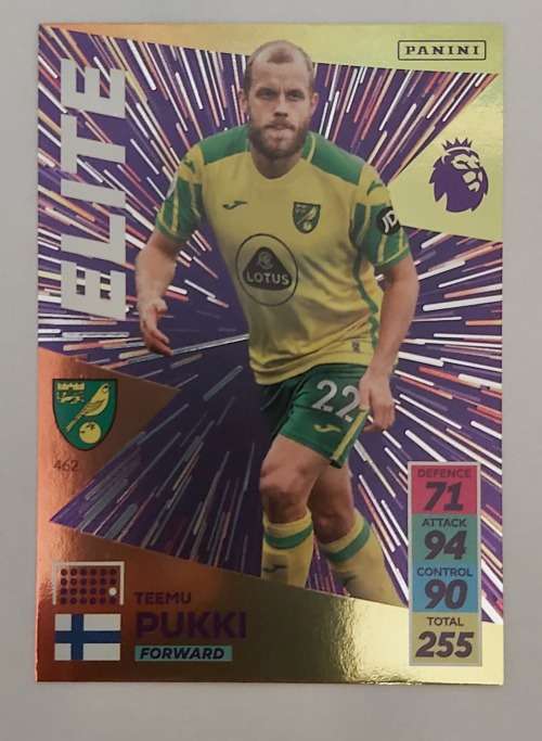 TEEMU PUKKI - PANINI Adrenalyn EPL 2021/2022 - GOLD `ELITE` TRADING CARD 462