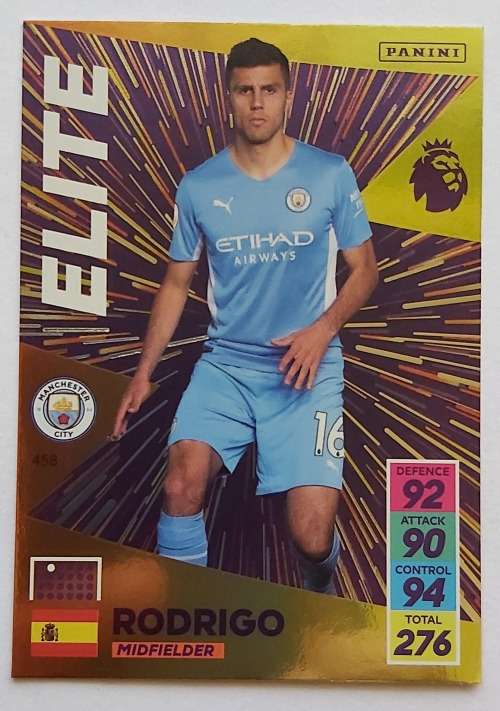 RODRIGO - PANINI Adrenalyn EPL 2021/2022 - GOLD `ELITE` TRADING CARD 458