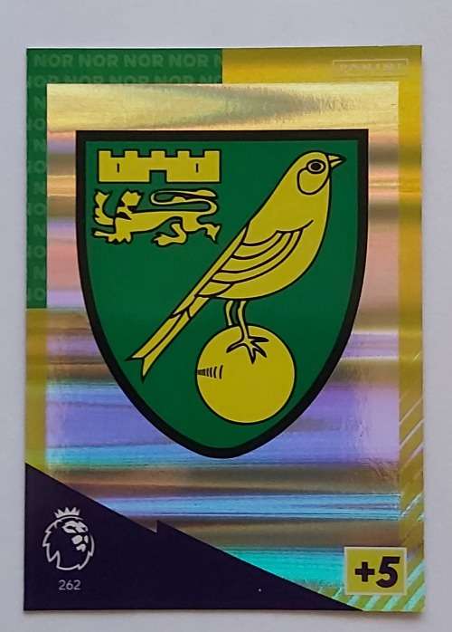 NORWICH CITY - PANINI Adrenalyn EPL 2021/2022 - FOIL `CLUB BADGE` TRADING CARD 262