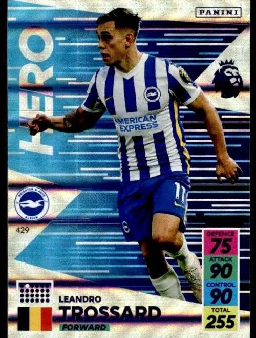 LEANDRO TROSSARD - PANINI Adrenalyn EPL 2021/2022 - PLATINUM FOIL `HERO` TRADING CARD 429