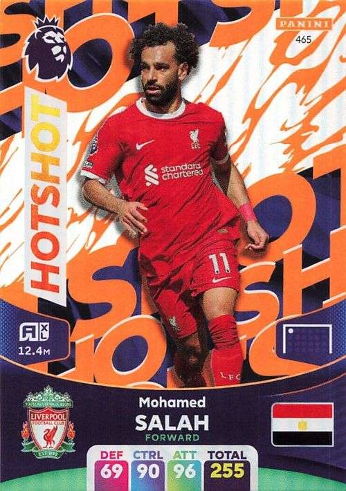 MOHAMED SALAH - PANINI English Premier League 2023/24 -FOIL `HOTSHOT` TRADING CARD 465