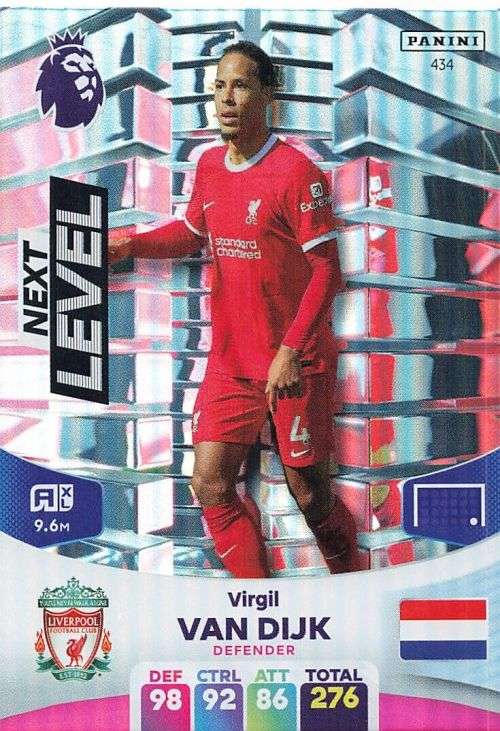 VIRGIL VAN DIJK - PANINI English Premier League 2023/24 -FOIL `NEXT LEVEL` TRADING CARD 434