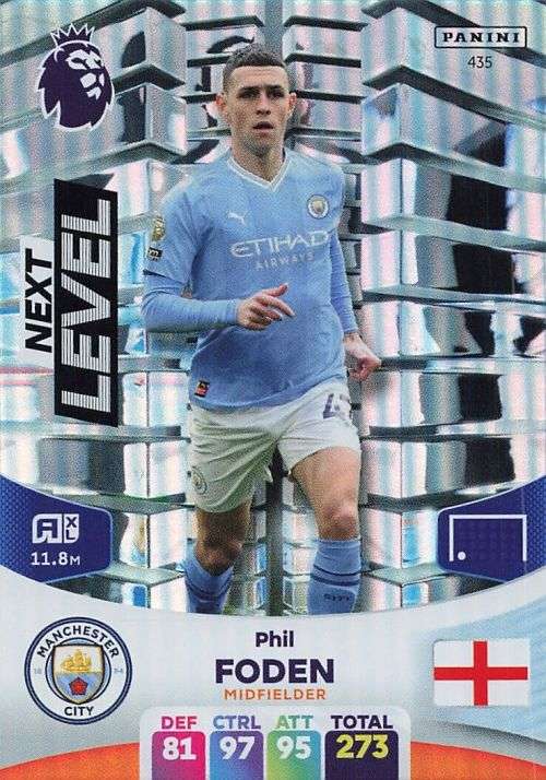 PHIL FODEN - PANINI English Premier League 2023/24 -FOIL `NEXT LEVEL` TRADING CARD 435