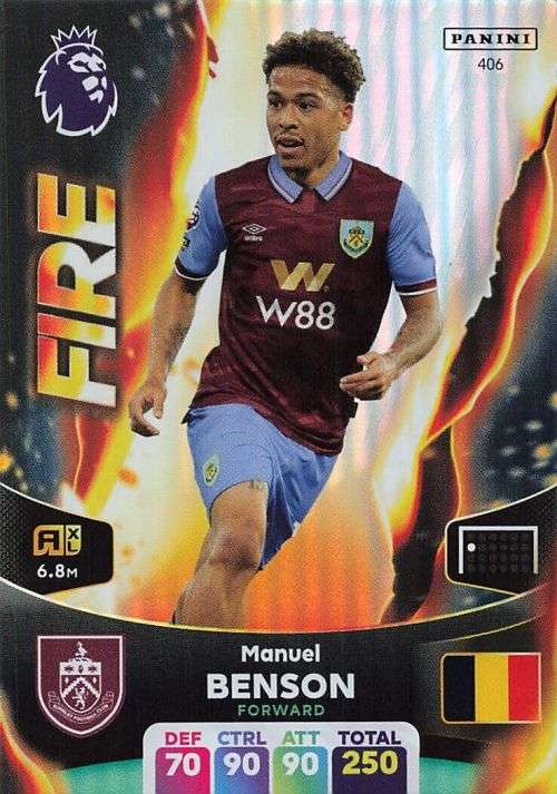 MANUEL BENSON - PANINI English Premier League 2023/24 -FOIL `FIRE` TRADING CARD 406