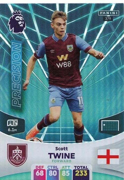 SCOTT TWINE - PANINI English Premier League 2023/24 -FOIL `PRECISION` TRADING CARD 379