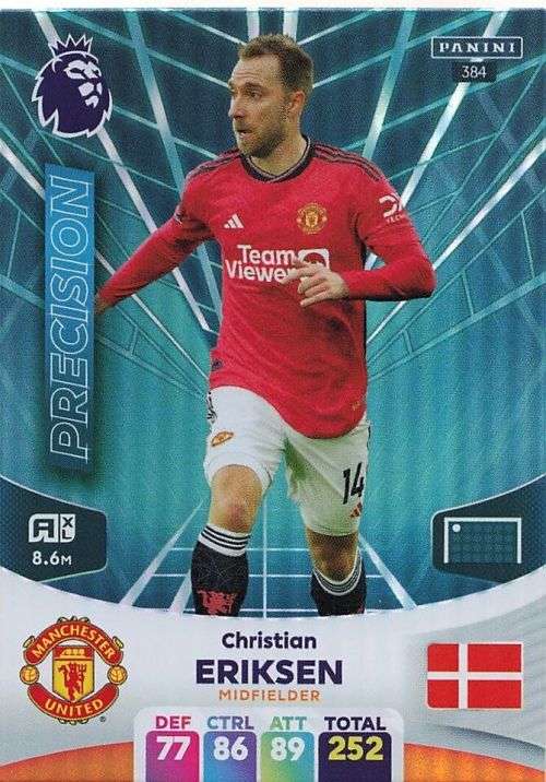 CHRISTIAN ERIKSEN - PANINI English Premier League 2023/24 -FOIL `PRECISION` TRADING CARD 384