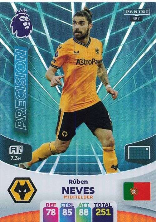 RUBEN NEVES - PANINI English Premier League 2023/24 -FOIL `PRECISION` TRADING CARD 387
