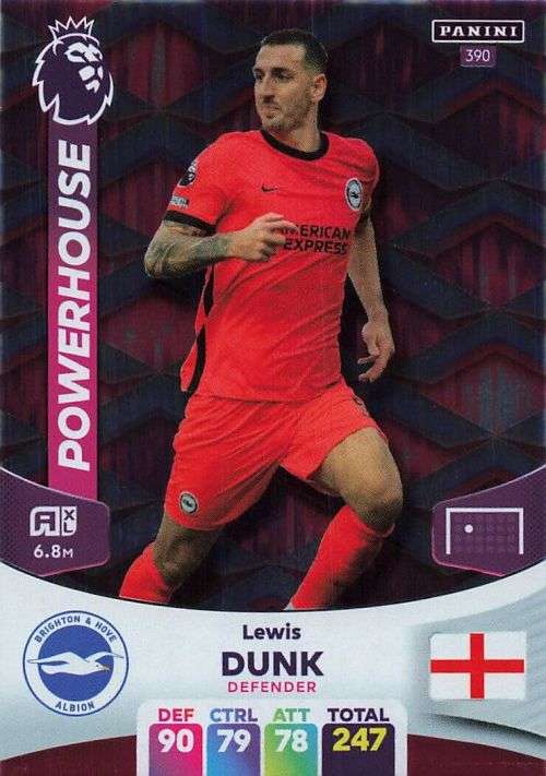 LEWIS DUNK - PANINI English Premier League 2023/24 -FOIL `POWERHOUSE` TRADING CARD 390