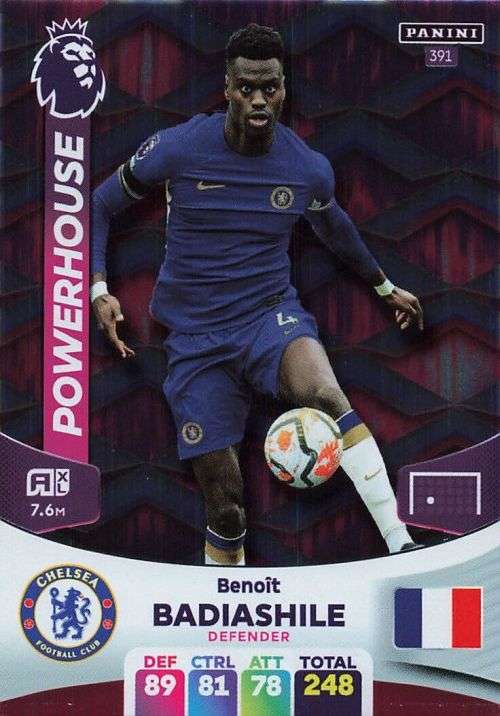 BENOIT BADIASHILE - PANINI English Premier League 2023/24 -FOIL `POWERHOUSE` TRADING CARD 391