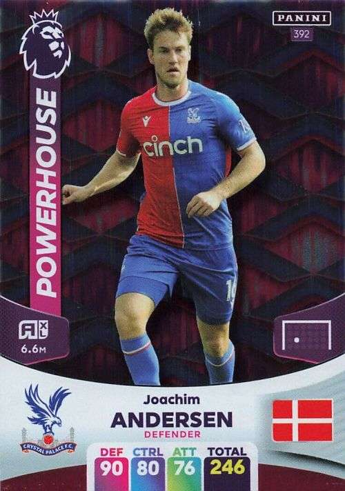 JOACHIM ANDERSEN - PANINI English Premier League 2023/24 -FOIL `POWERHOUSE` TRADING CARD 392