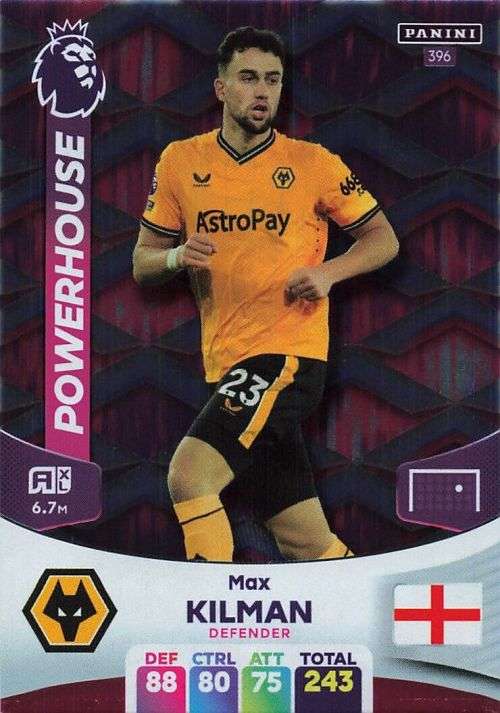 MAX KILMAN - PANINI English Premier League 2023/24 -FOIL `POWERHOUSE` TRADING CARD 396