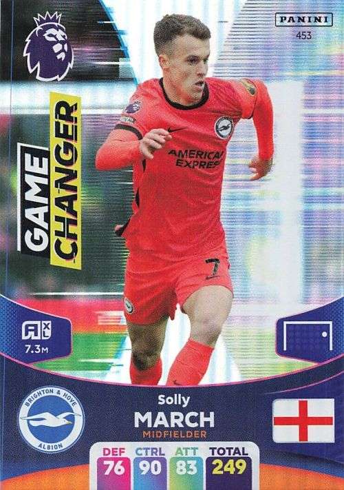 SOLLY MARCH - PANINI English Premier League 2023/24 -FOIL `GAME CHANGER` TRADING CARD 453