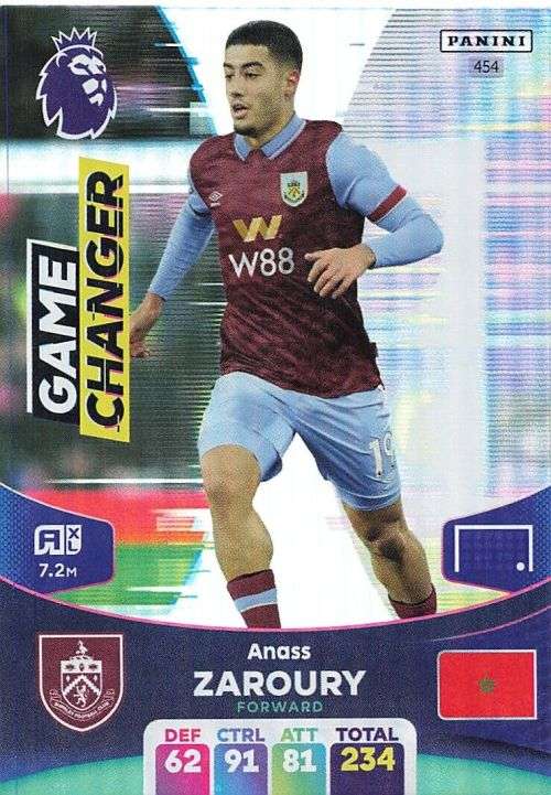 ANASS ZAROURY - PANINI English Premier League 2023/24 -FOIL `GAME CHANGER` TRADING CARD 454