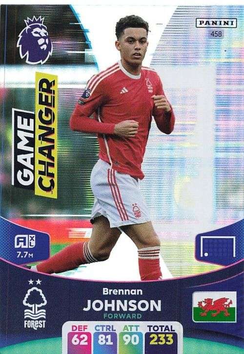 BRENNAN JOHNSON - PANINI English Premier League 2023/24 -FOIL `GAME CHANGER` TRADING CARD 458