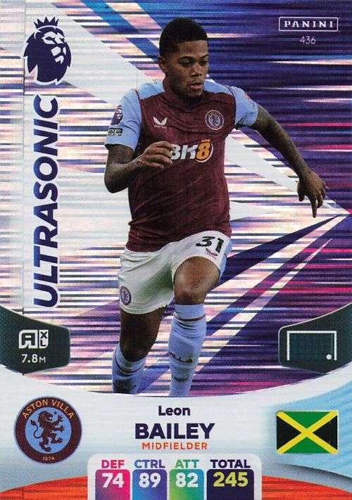 LEON BAILEY - PANINI English Premier League 2023/24 -FOIL `ULTRASONIC` TRADING CARD 436