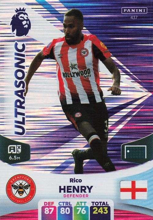 RICE HENRY - PANINI English Premier League 2023/24 -FOIL `ULTRASONIC` TRADING CARD 437