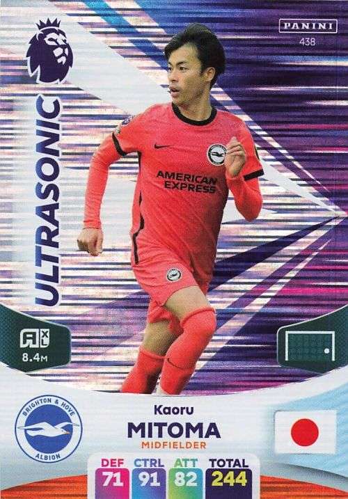 KAORU MITOMA - PANINI English Premier League 2023/24 -FOIL `ULTRASONIC` TRADING CARD 438