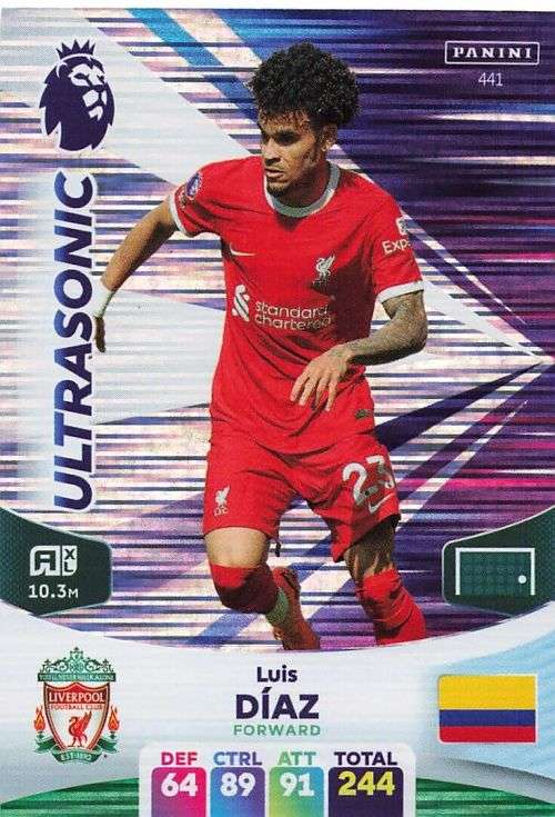 LUIS DIAZ - PANINI English Premier League 2023/24 -FOIL `ULTRASONIC` TRADING CARD 441