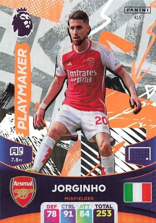 JORGINHO - PANINI English Premier League 2023/24 -FOIL `PLAYMAKER` TRADING CARD 415