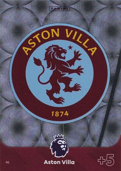 ASTON VILLA FC - PANINI English Premier League 2023/24 -FOIL `CLUB BADGE` TRADING CARD 46