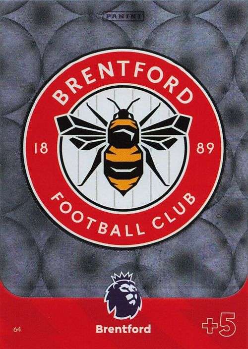 BRENTFORD FC - PANINI English Premier League 2023/24 -FOIL `CLUB BADGE` TRADING CARD 64
