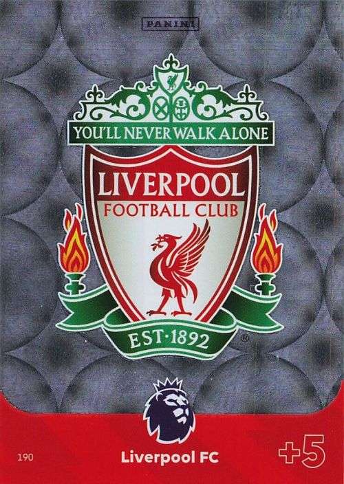 LIVERPOOL FC - PANINI English Premier League 2023/24 -FOIL `CLUB BADGE` TRADING CARD 190
