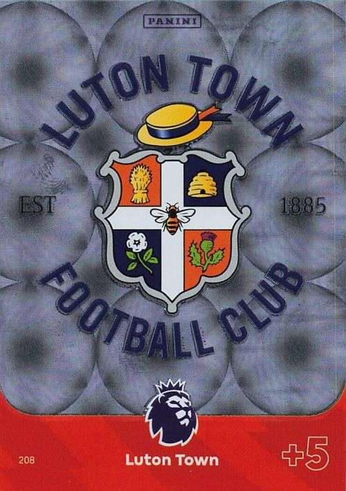 LUTON TOWN FC - PANINI English Premier League 2023/24 -FOIL `CLUB BADGE` TRADING CARD 208