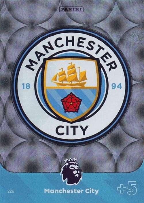 MANCHESTER CITY FC - PANINI English Premier League 2023/24 -FOIL `CLUB BADGE` TRADING CARD 226