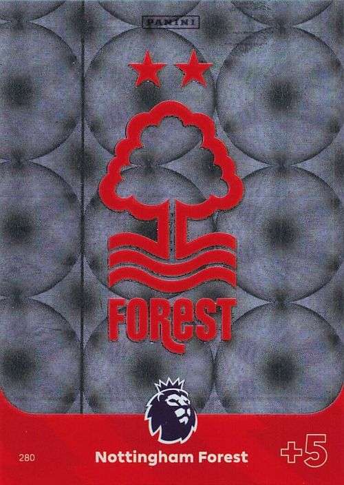 NOTTINGHAM FOREST - PANINI English Premier League 2023/24 -FOIL `CLUB BADGE` TRADING CARD 280