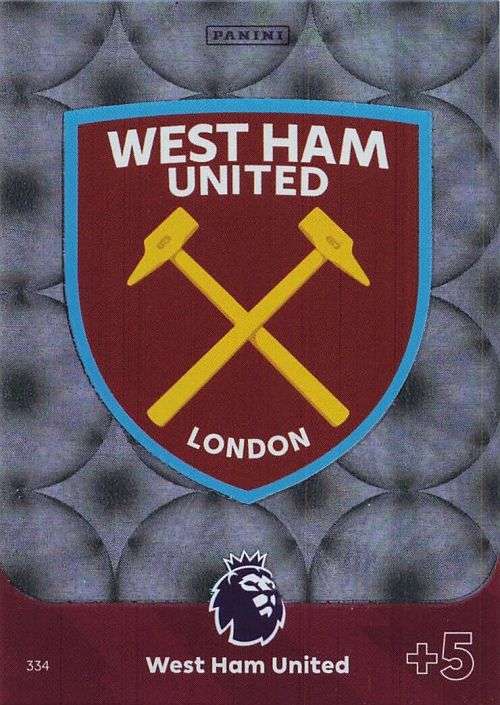 WEST HAM UNITED - PANINI English Premier League 2023/24 -FOIL `CLUB BADGE` TRADING CARD 334