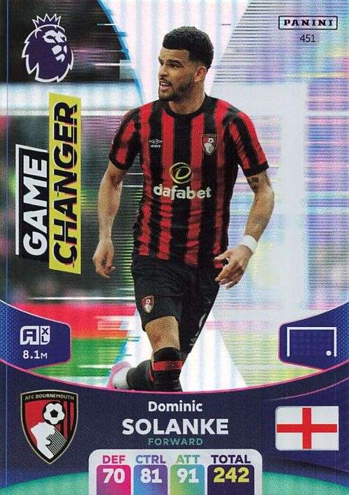 DOMINIC SOLANKE - PANINI English Premier League 2023/24 -FOIL `GAME CHANGER` TRADING CARD 451