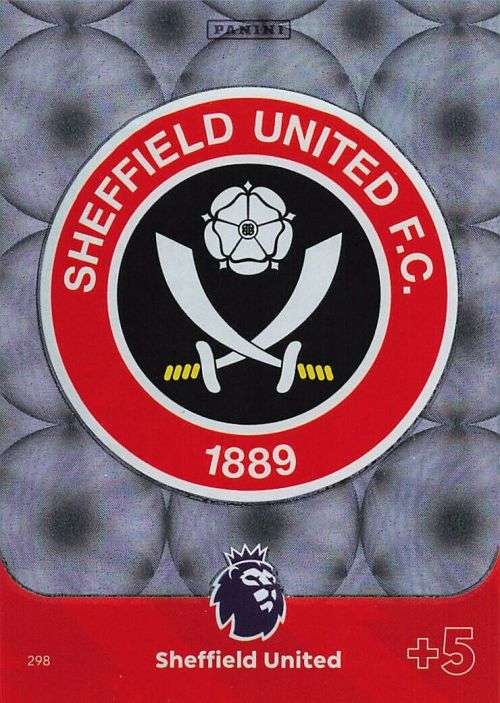 SHEFFIELD UNITED - PANINI English Premier League 2023/24 -FOIL `CLUB BADGE` TRADING CARD 298