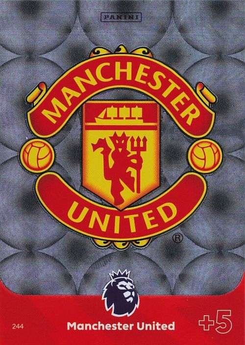 MANCHESTER UNITED - PANINI English Premier League 2023/24 -FOIL `CLUB BADGE` TRADING CARD 244