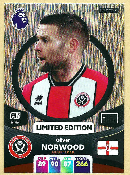 OLIVER NORWOOD - PANINI English Premier League 2023/24 - ULTRA RARE `LIMITED EDITION` TRADING CARD