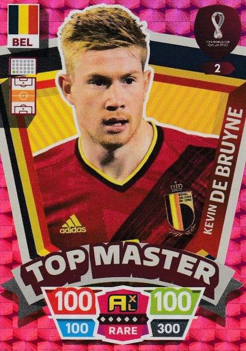 KEVIN DE BRUYNE - PANINI `FIFA WORLD CUP 2022` QATAR - RARE `TOP MASTER` TRADING CARD 2