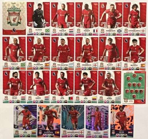 LIVERPOOL FC - PANINI English Premier League 2023/24 - COMPLETE TEAM SET of 23 TRADING CARDS