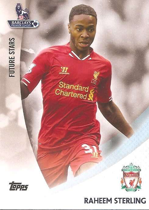 RAHEEM STERLING (Liverpool) - TOPP AUTHENTICS 2013 - ROOKIE `FUTURE STAR` TRADING CARD FSRS