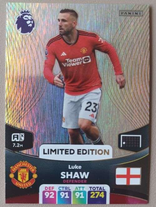 LUKE SHAW - PANINI English Premier League 2023/24 -  `LIMITED EDITION` TRADING CARD