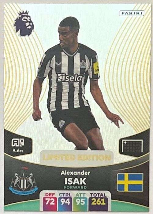 ALEXANDER ISAK - PANINI English Premier League 2023/24 -  `LIMITED EDITION` TRADING CARD