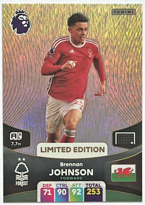 BRENNAN JOHNSON - PANINI English Premier League 2023/24 -  `LIMITED EDITION` TRADING CARD