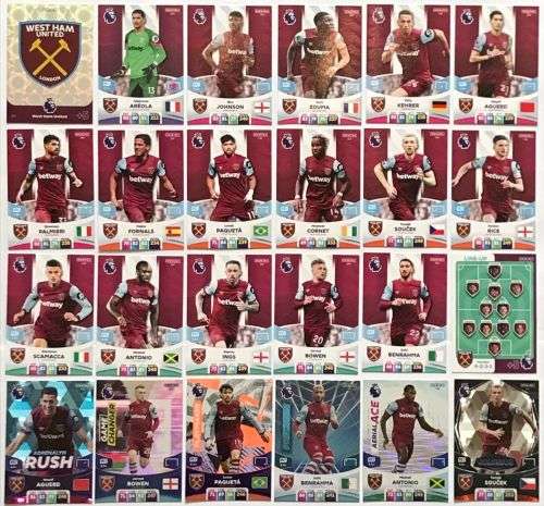 WEST HAM UNITED - PANINI English Premier League 2023/24 - COMPLETE TEAM SET of 24 TRADING CARDS