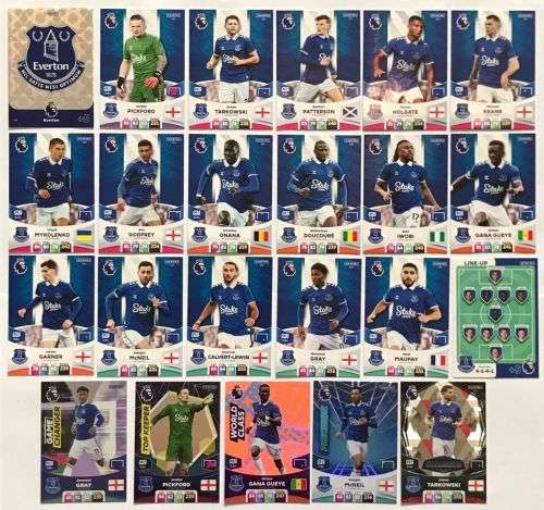 EVERTON FC - PANINI English Premier League 2023/24 - COMPLETE TEAM SET of 23 TRADING CARDS