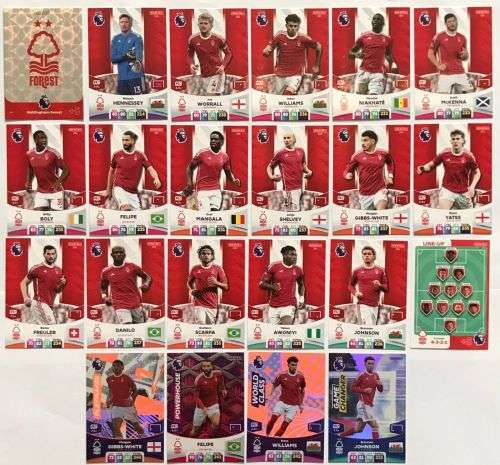 NOTTINGHAM FOREST - PANINI English Premier League 2023/24 - COMPLETE TEAM SET of 22 TRADING CARDS