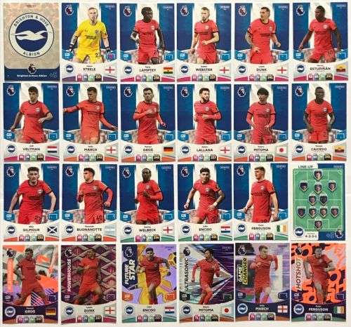 BRIGHTON & HOVE - PANINI English Premier League 2023/24 - COMPLETE TEAM SET of 24 TRADING CARDS