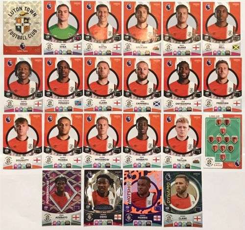LUTON TOWN - PANINI English Premier League 2023/24 - COMPLETE TEAM SET of 22 TRADING CARDS